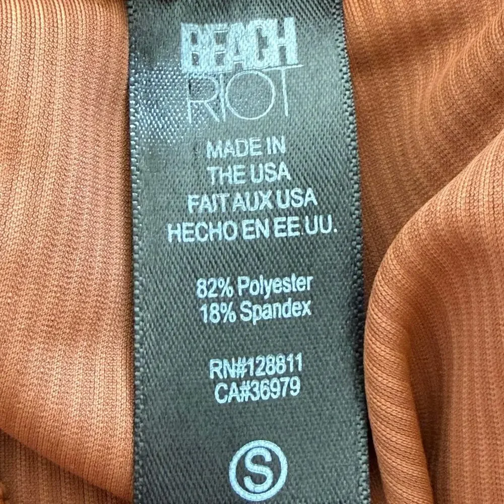 BEACH RIOT SPORT Ayla Ribbed Full Length Made in USA Legging in Brown Spot,Small